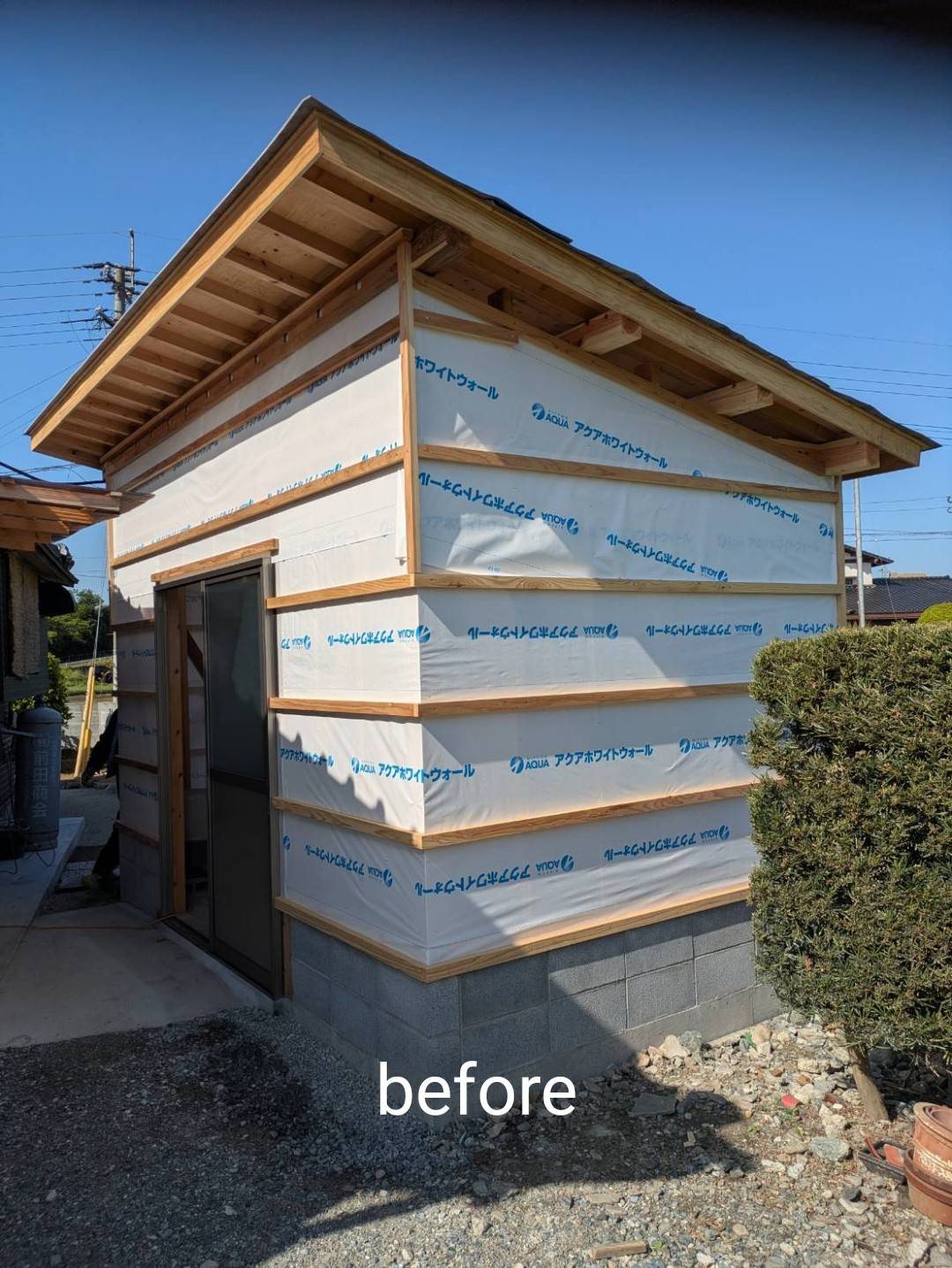 物置小屋の施工前（下地）